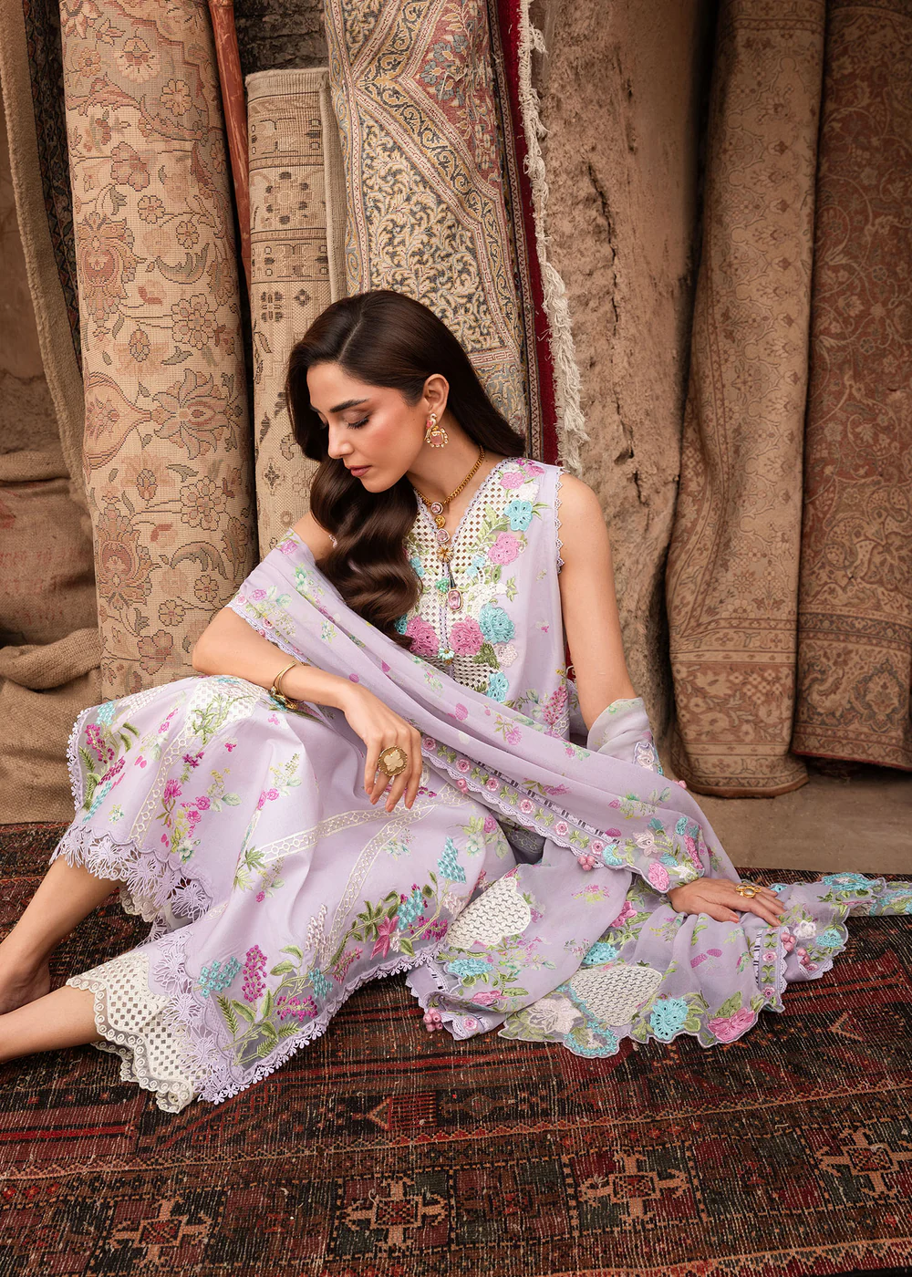 Saira Shakira Luxury Lawn 2026 | ROSE | D-6B