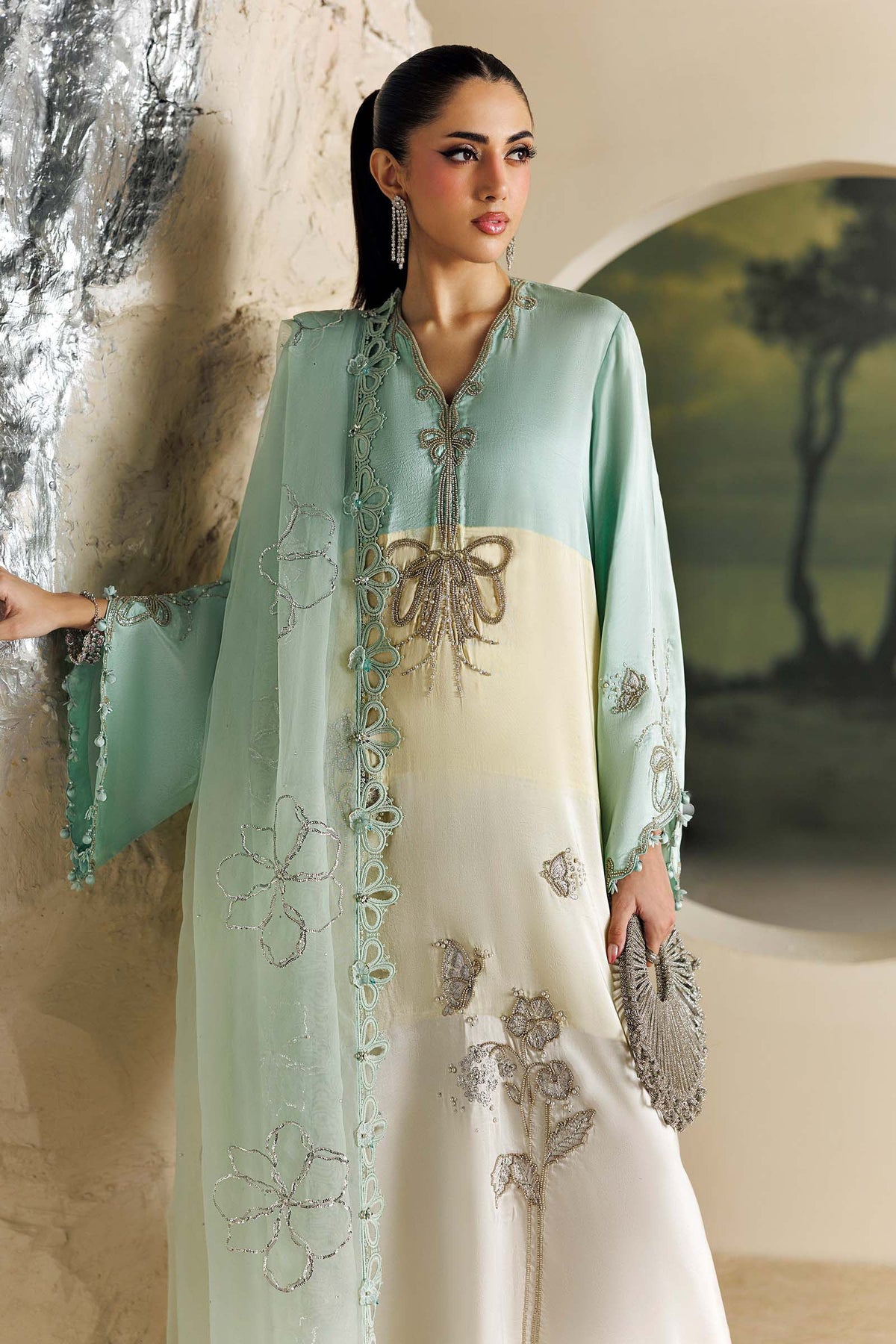 MARIA.B SOIREE Unstitched Formals Collection 2026 | SR-01-07-Crystal Mint