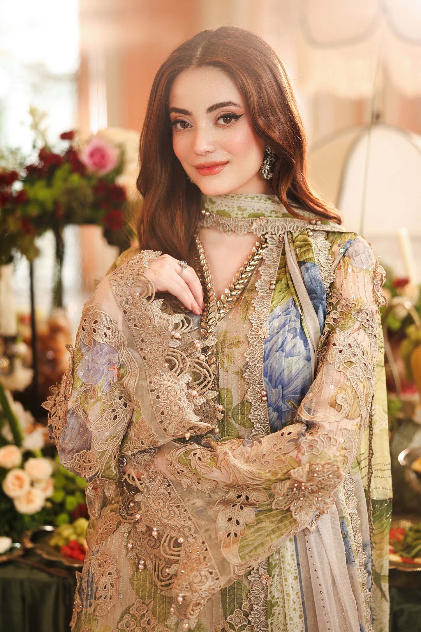 Maria B Luxury Chiffon 2026 | MPC-26-203 | WARM BEIGE
