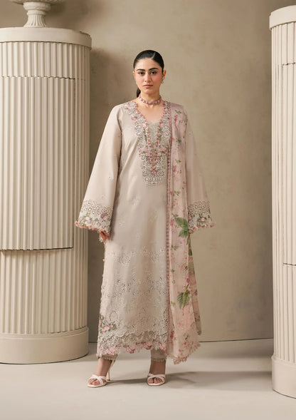 E-Craft Chikankari Lawn With Chiffon Dupatta'26 by Elaf | EHC-6B CLAY