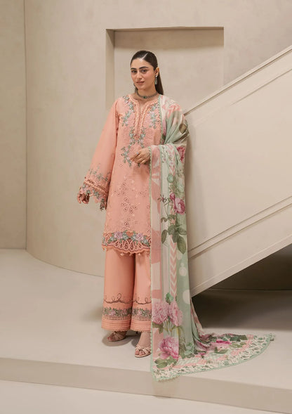 E-Craft Chikankari Lawn With Chiffon Dupatta'26 by Elaf | EHC-3B DUSTROSE