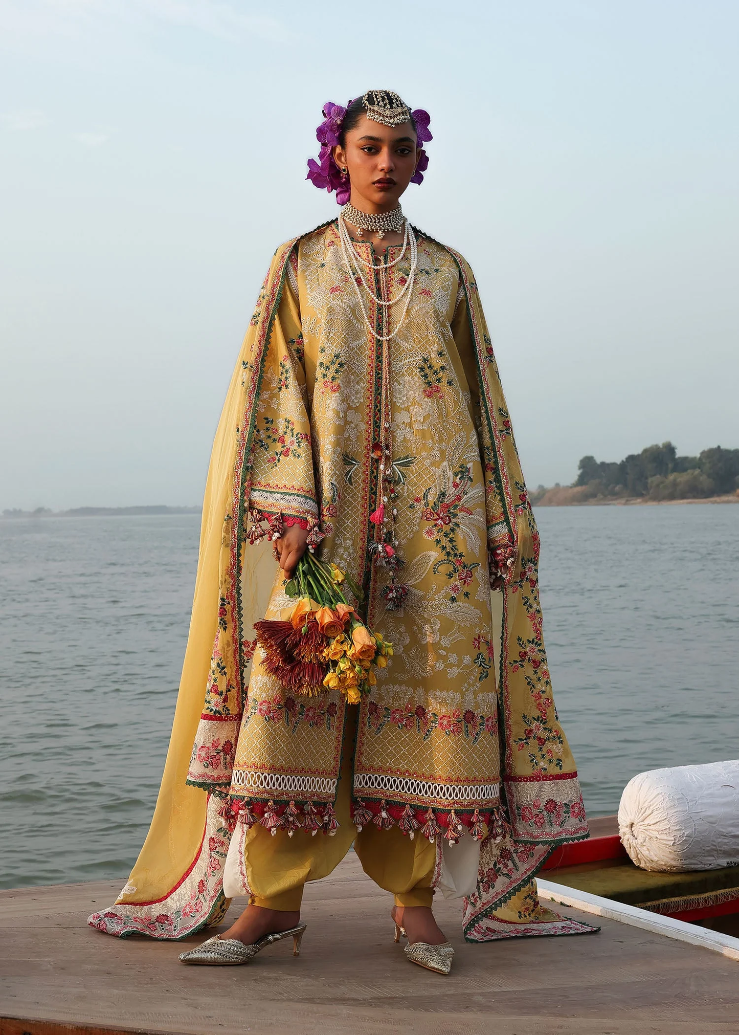 Hussain Rehar Luxury Lawn 2026 | KALABAGH | OCHRE