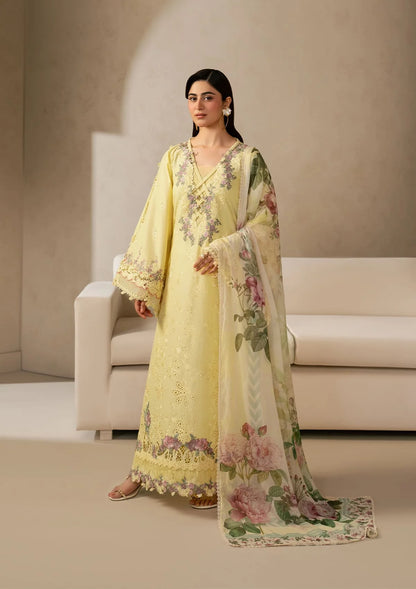 E-Craft Chikankari Lawn With Chiffon Dupatta'26 by Elaf | EHC-3A SUNSTONE