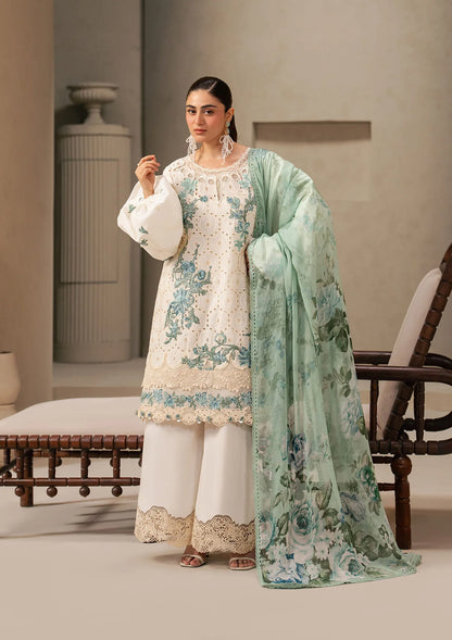 E-Craft Chikankari Lawn With Chiffon Dupatta'26 by Elaf | EHC-1A VANILLA