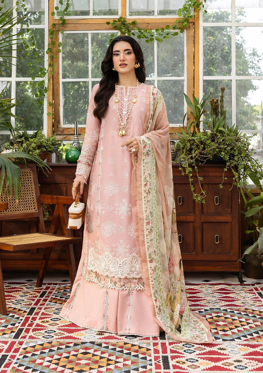 Elaf Chikankari Chiffon Dupatta 2025 | EEC-1A FOREVER BLUSH