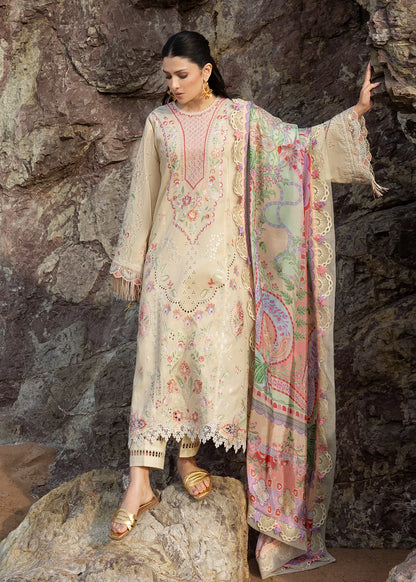 Siraa Luxury Lawn 2026 by Sadaf Fawad Khan | SUNEHRI