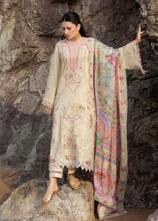 Siraa Luxury Lawn 2026 by Sadaf Fawad Khan | SUNEHRI