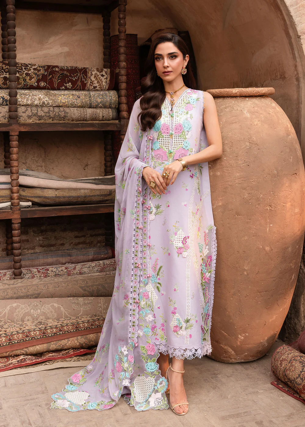 Saira Shakira Luxury Lawn 2026 | ROSE | D-6B