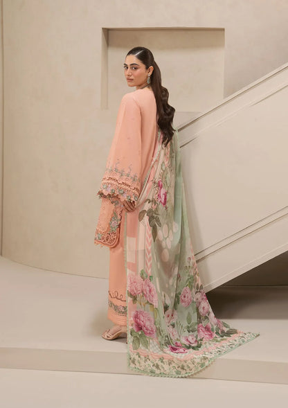 E-Craft Chikankari Lawn With Chiffon Dupatta'26 by Elaf | EHC-3B DUSTROSE