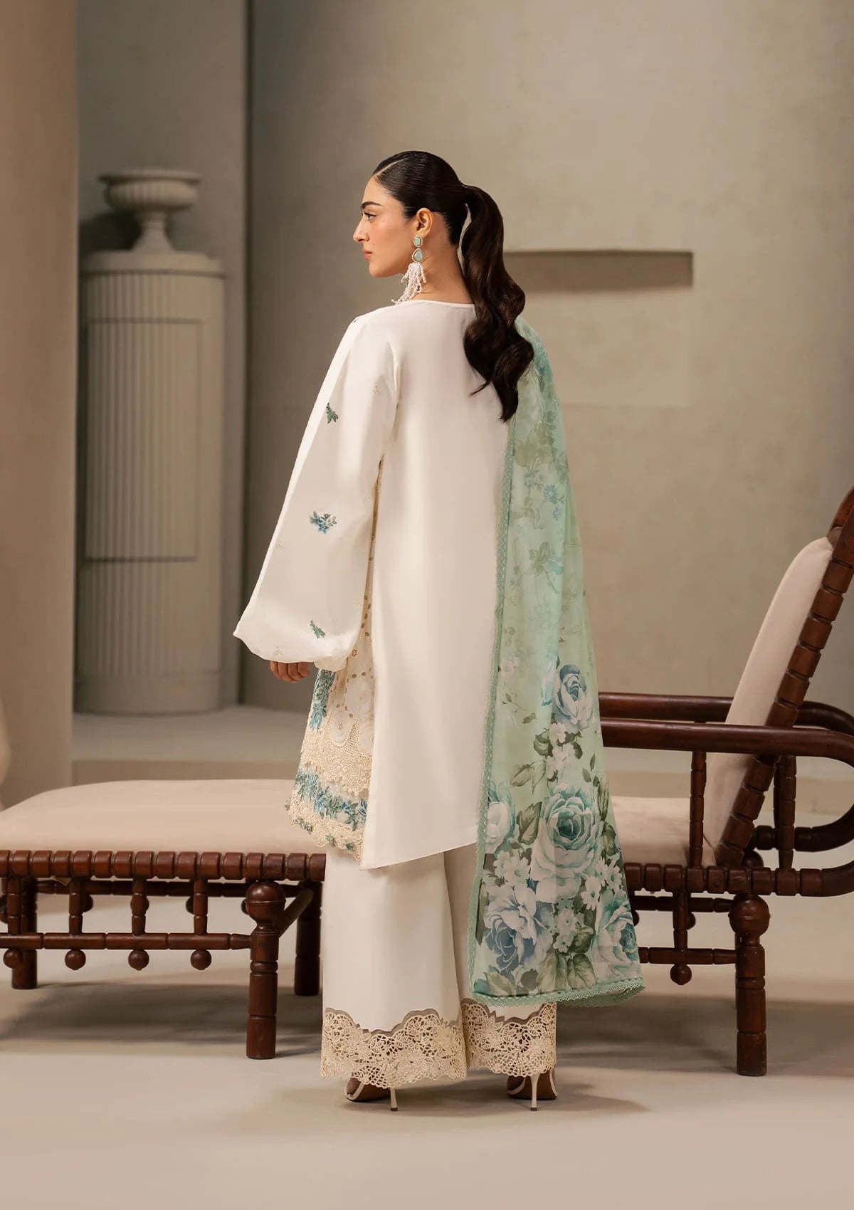 E-Craft Chikankari Lawn With Chiffon Dupatta'26 by Elaf | EHC-1A VANILLA