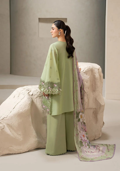 E-Craft Chikankari Lawn With Chiffon Dupatta'26 by Elaf | EHC-6A BASIL
