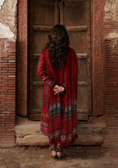 Aangan - Prints Chiffon'26 By Kahf | KPS-1A SURKH NOOR