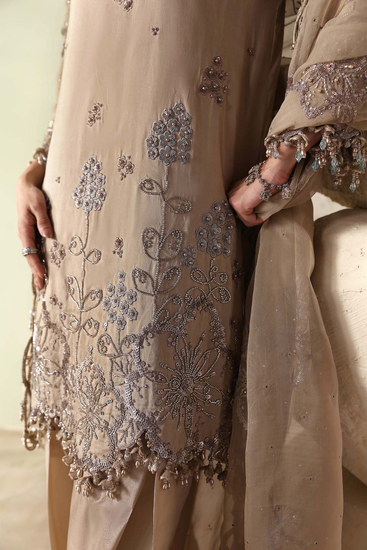 MARIA.B SOIREE Unstitched Formals Collection 2026 | SR-01-01-Champagne Beige