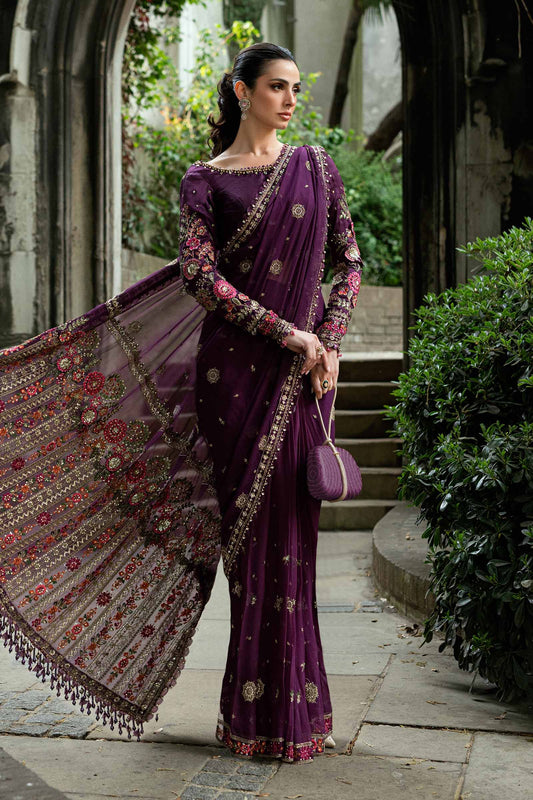 Maria B SOIREE Unstitched Embroidered Chiffon Saree | WF-09-01