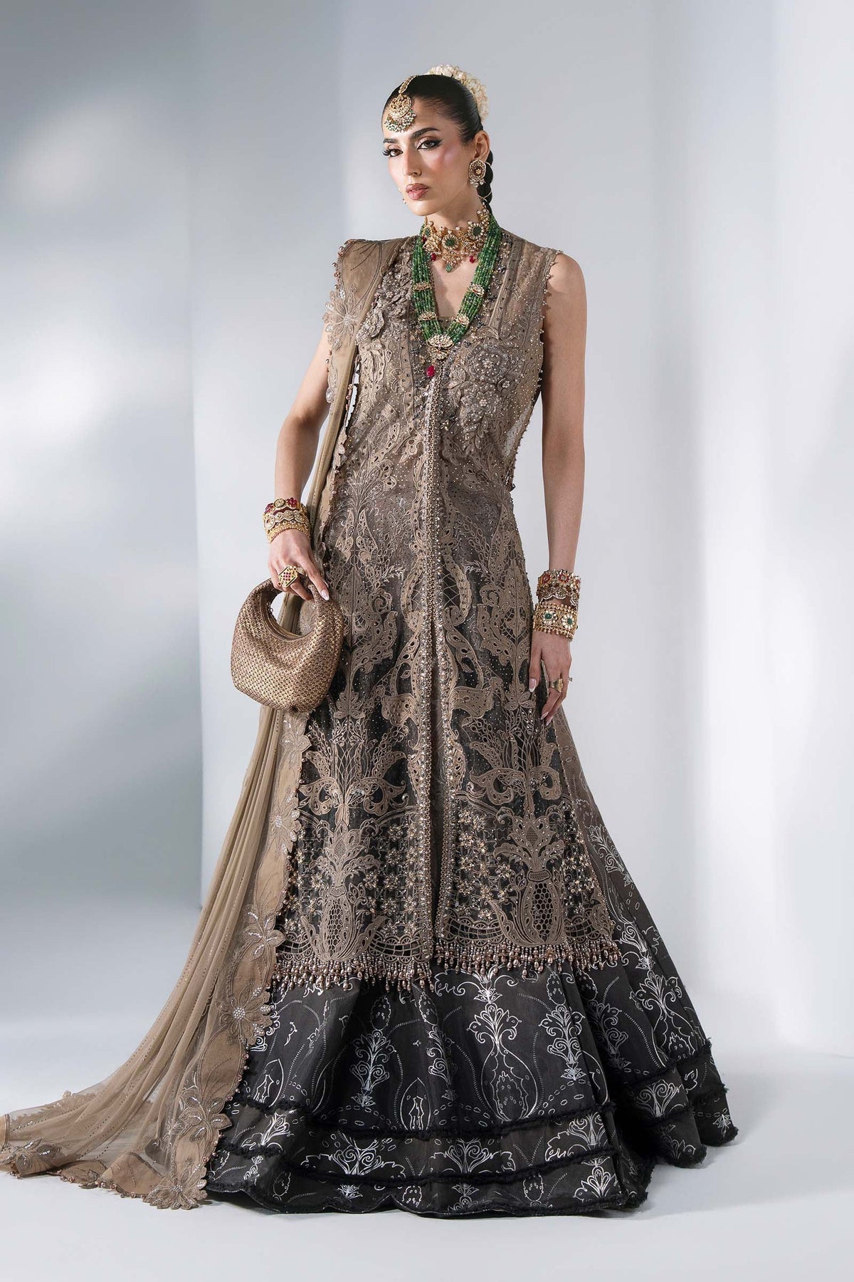 MARIA B Unstitched Mbroidered Collection 2026 | BD-3102 ANTIQUE BRONZE