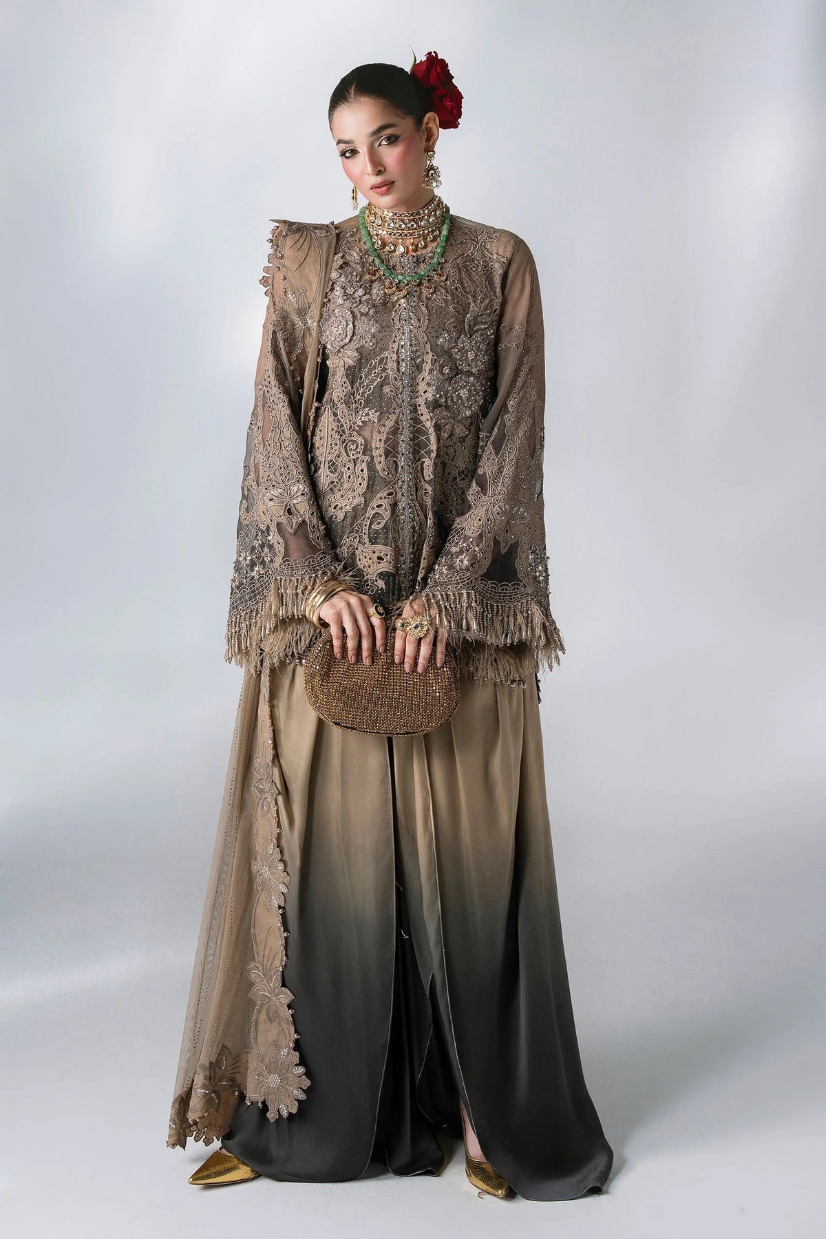 MARIA B Unstitched Mbroidered Collection 2026 | BD-3102 ANTIQUE BRONZE