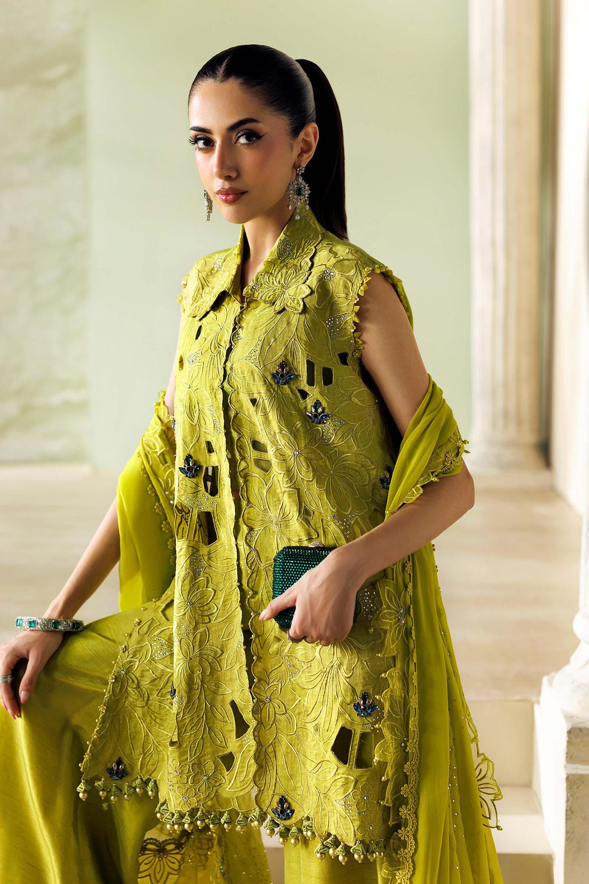 MARIA.B SOIREE Unstitched Formals Collection 2026 | SR-01-03-Lime Green