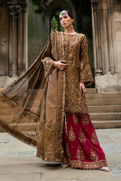 Maria B SOIREE Unstitched Embroidered Raw Silk Suit | WF-09-04