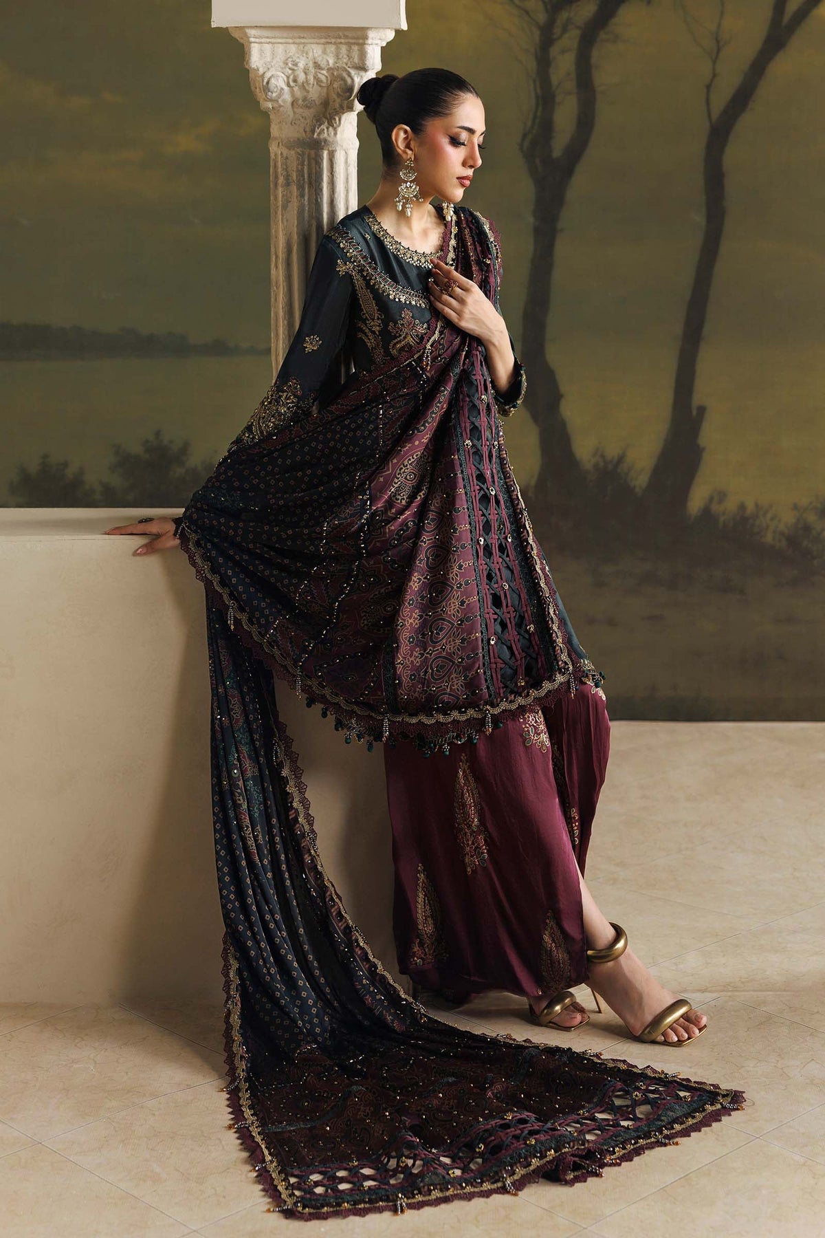 MARIA.B SOIREE Unstitched Formals Collection 2026 | SR-01-05-Imperial Burgundy