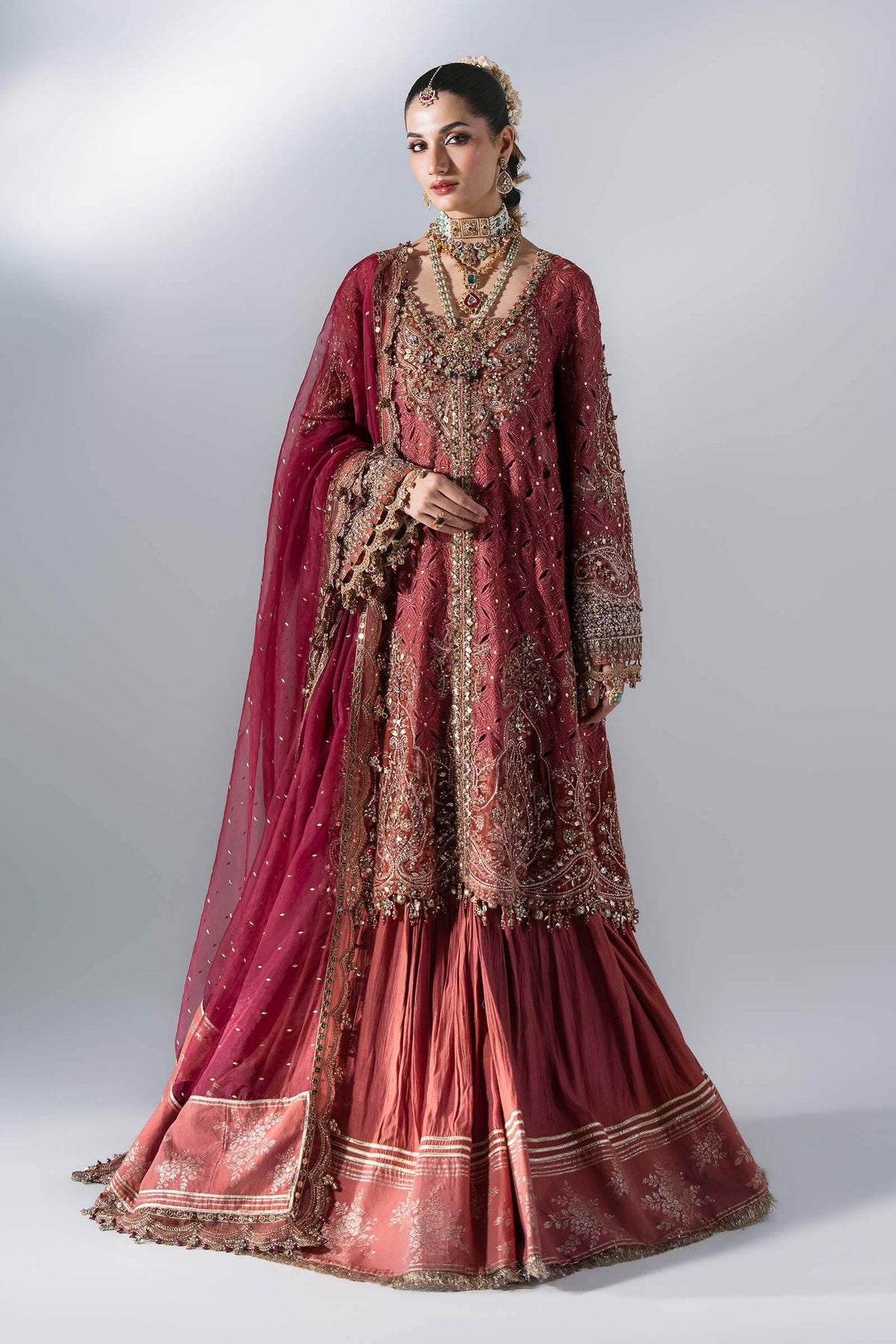 MARIA B Unstitched Mbroidered Collection 2026 | BD-3108 DEEP SALMON PINK