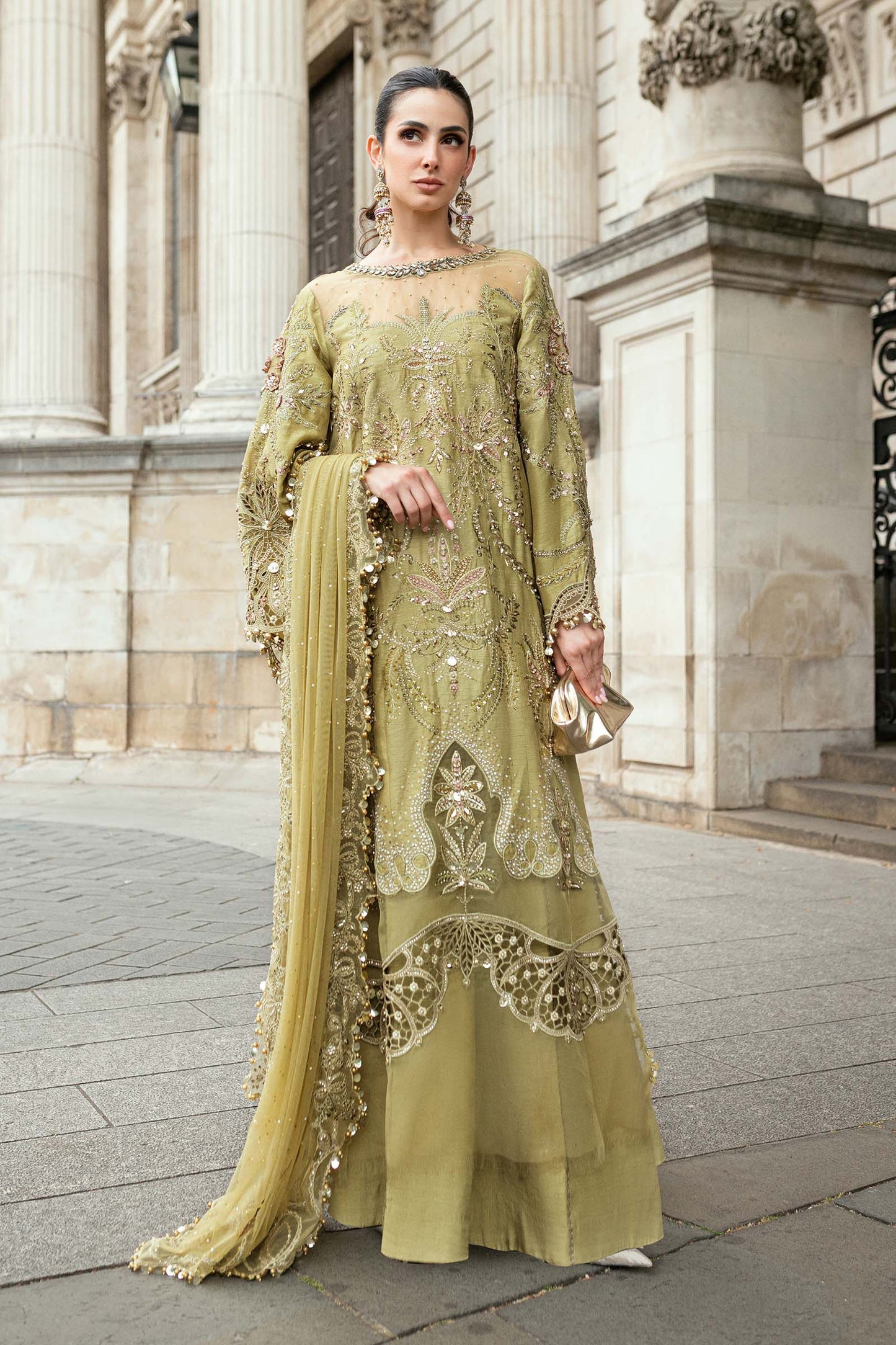 Maria B SOIREE Unstitched Embroidered Raw Silk Suit | WF-09-08