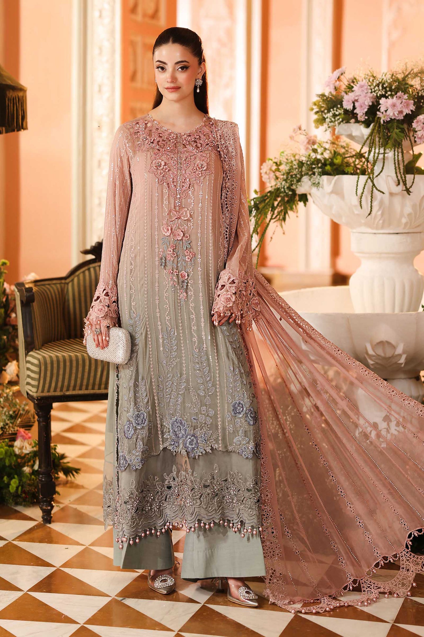 Maria B Luxury Chiffon 2026 | MPC-26-202 | OMBRE BLOSSOM