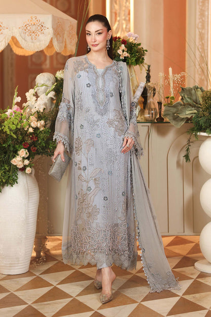 Maria B Luxury Chiffon 2026 | MPC-26-206 | MUTED BLUE