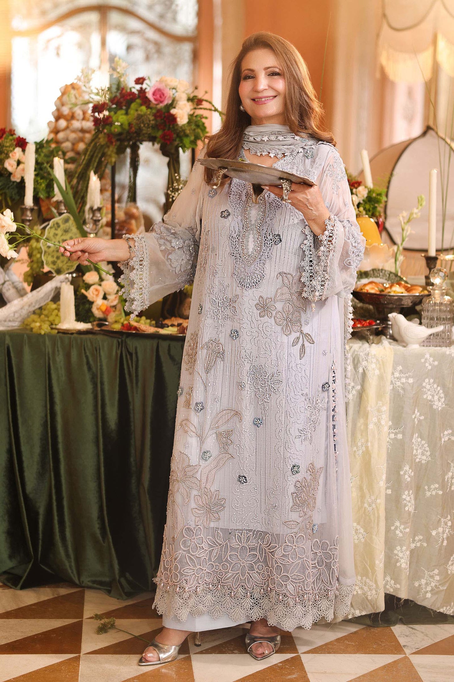 Maria B Luxury Chiffon 2026 | MPC-26-206 | MUTED BLUE