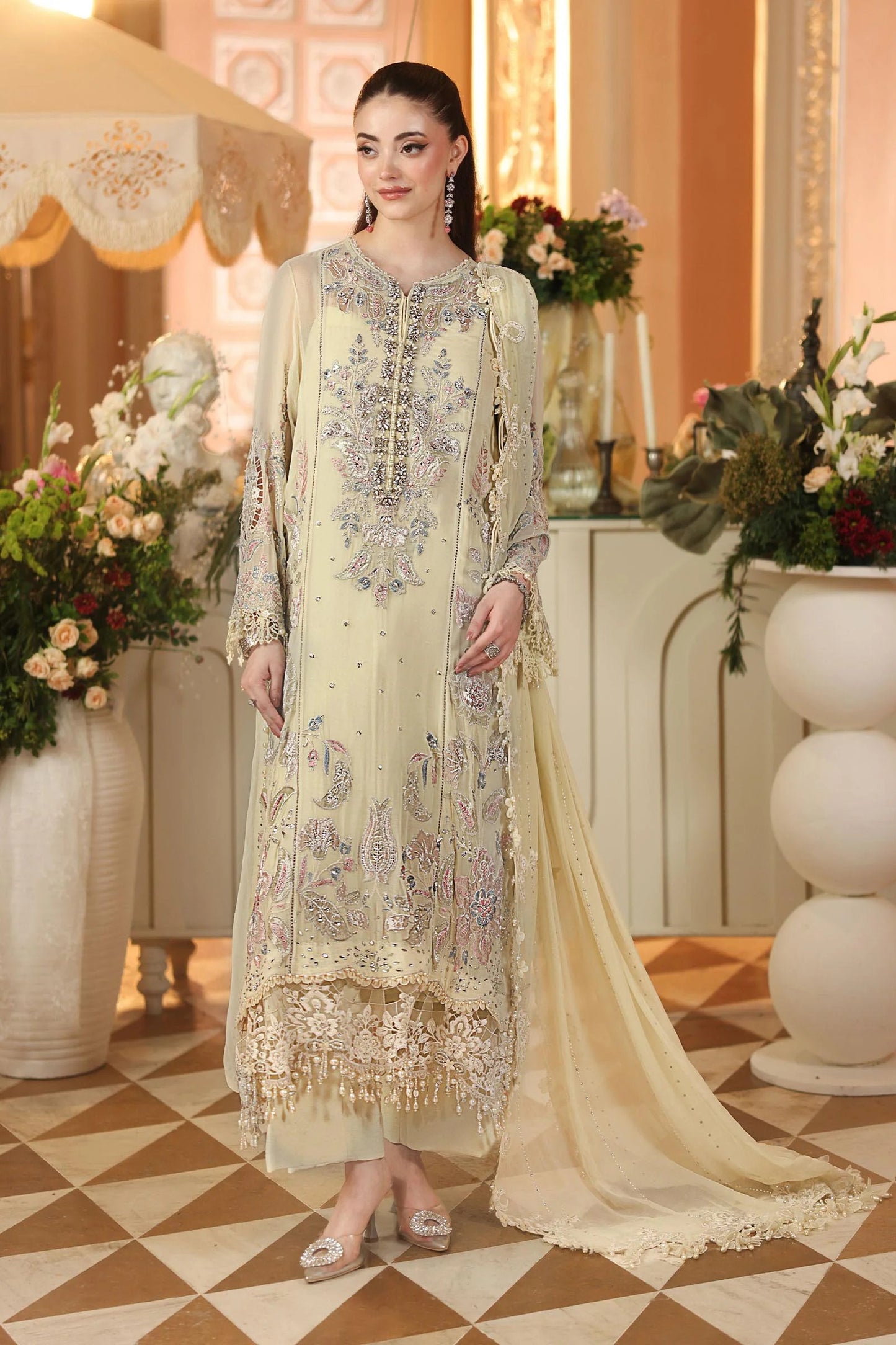 Maria B Luxury Chiffon 2026 | MPC-26-208 | PASTLE SUNSHINE
