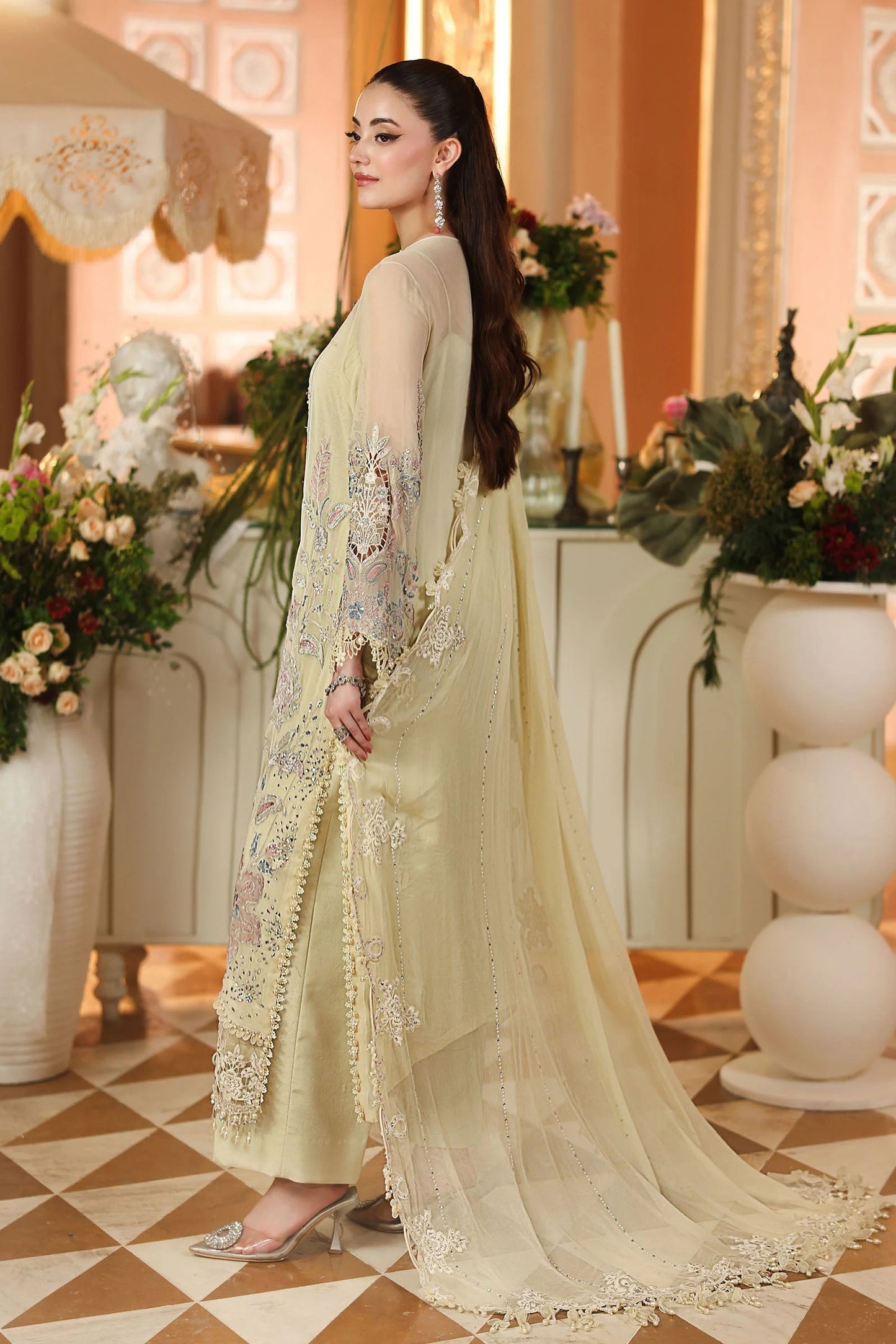 Maria B Luxury Chiffon 2026 | MPC-26-208 | PASTLE SUNSHINE