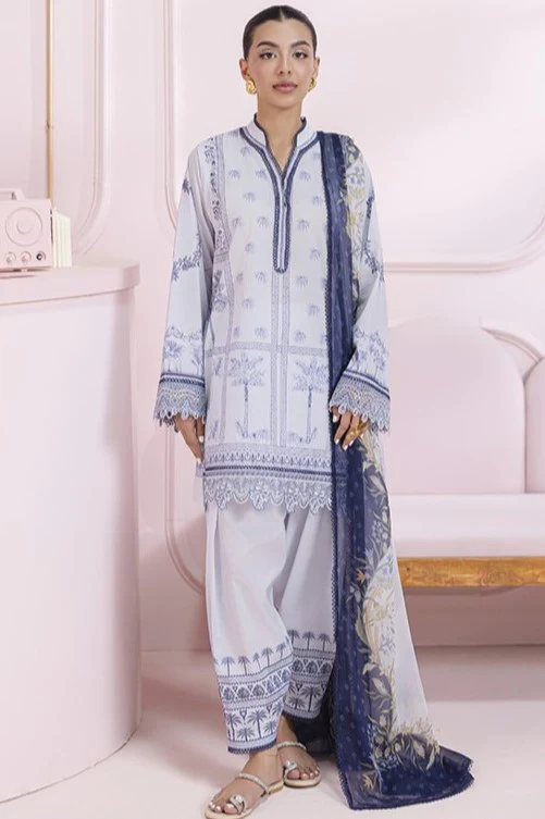 Qalamkar QPrints Embroidered Lawn 2025 | EM-06A | SAGE