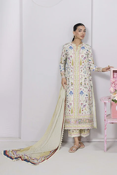 Qalamkar QPrints Embroidered Lawn 2025 | EM-09A | HAZEL