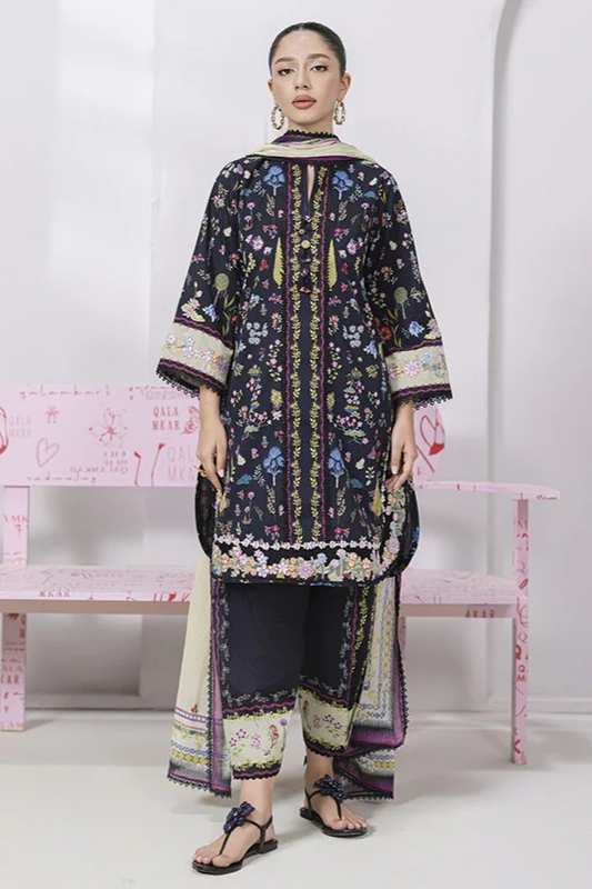 Qalamkar QPrints Embroidered Lawn 2025 | EM-09B | PAIGE.