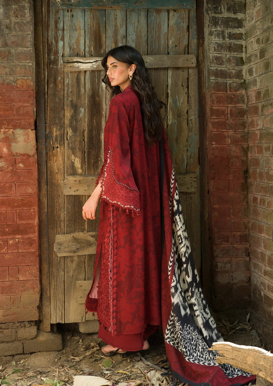 Elaf Wilderness Pashmina Shawl Edit 2026 | EWR-5A CRIMSONWOOD